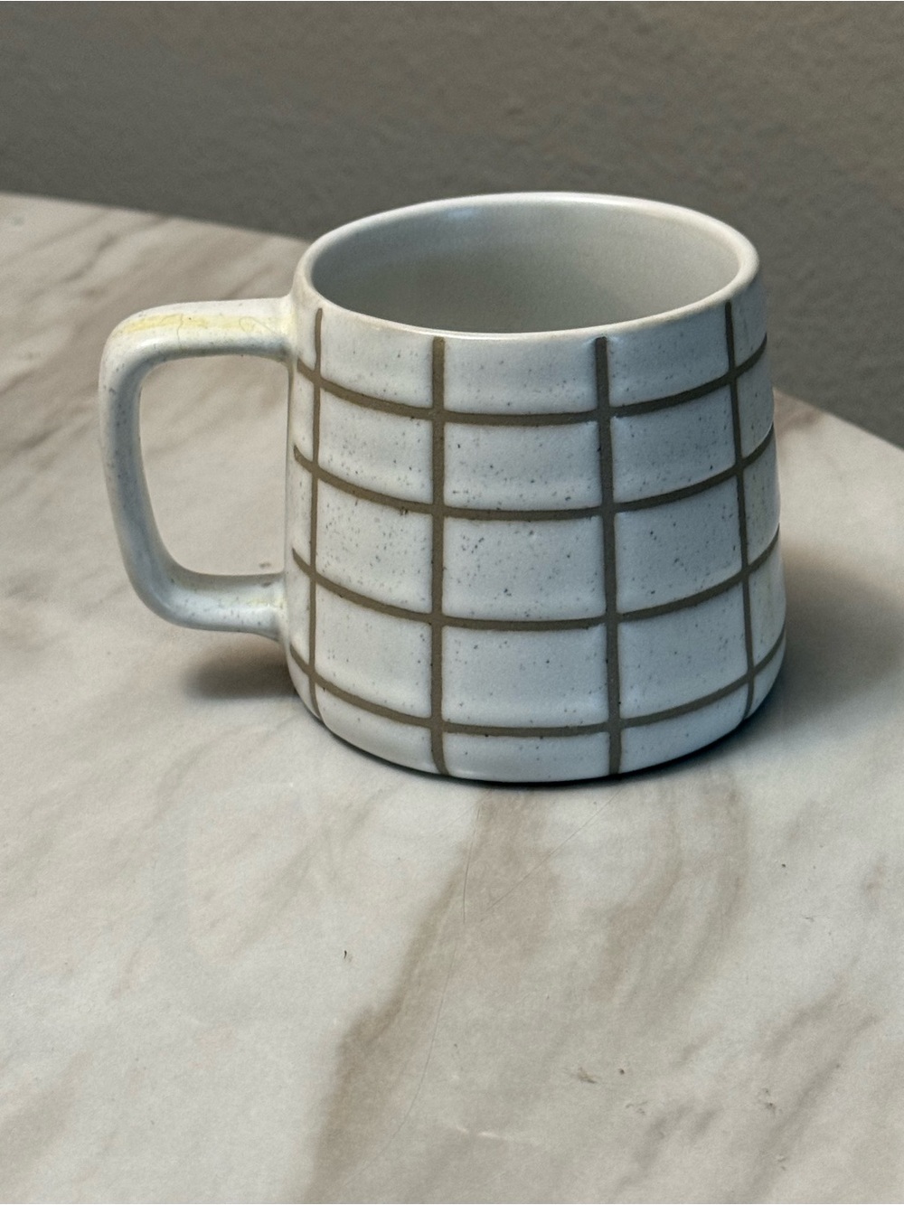 Hearth & Hand with Magnolia Stoneware Check Coffee Mug White/Gray Microwave Safe